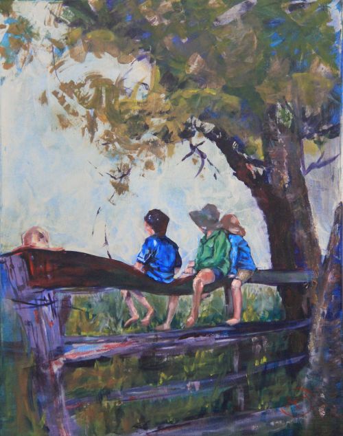 Safe on the rail-Original Acrylic painting