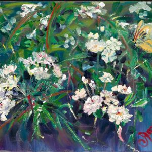 Butterfly and Banksia Rose - Fine Art reproduction