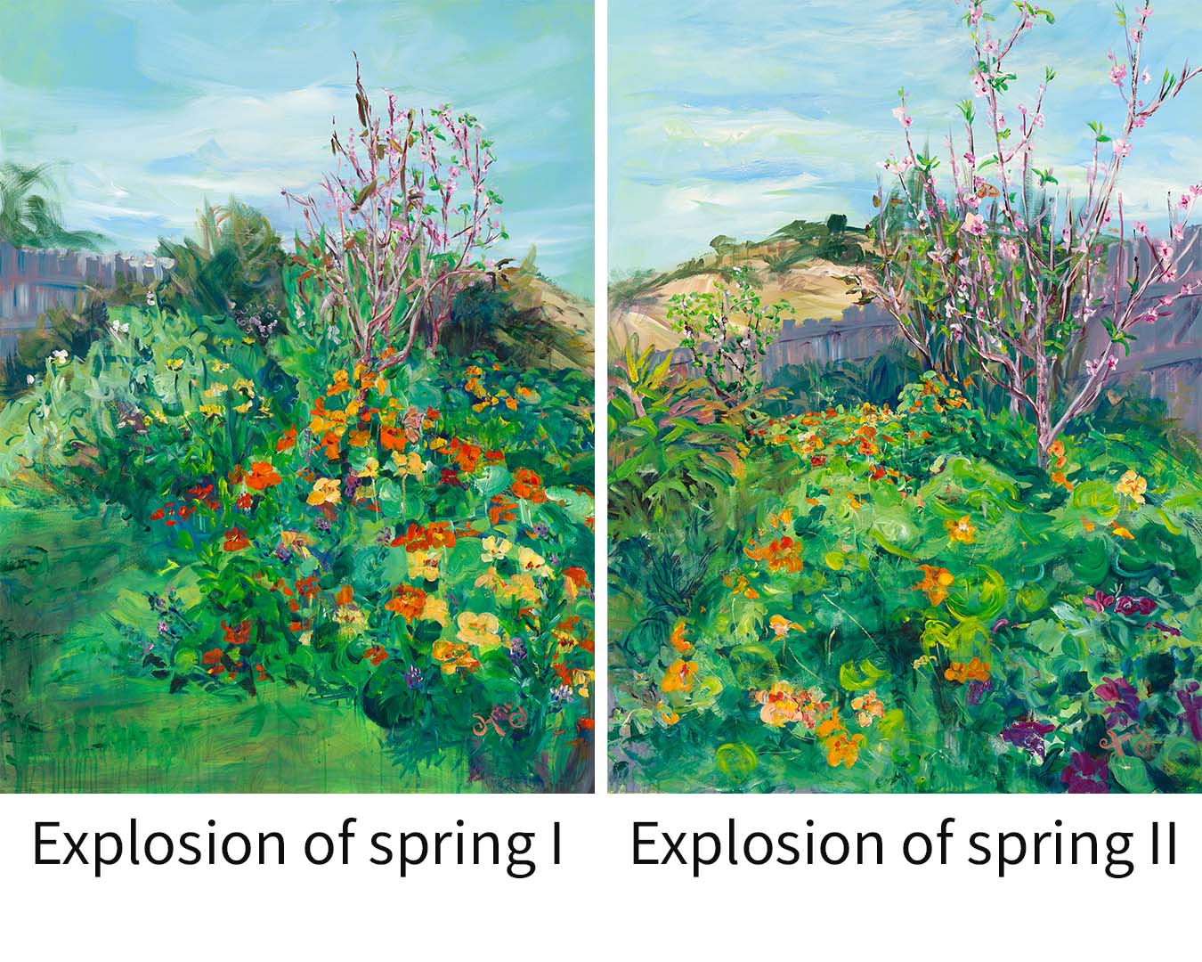 Diptych- Explosion of spring 1 and 2 — Fine Art Reproductions